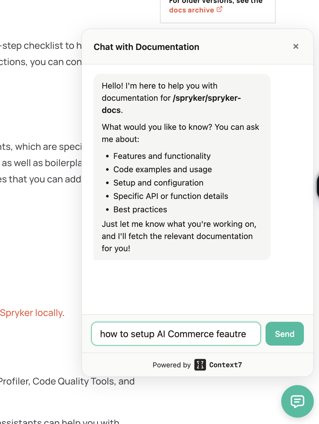 AI documentation chat powered by Context7