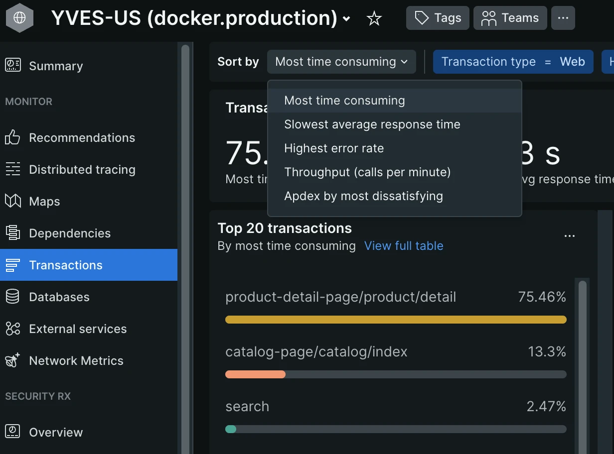 The Sort by dropdown to switch between sorting modes