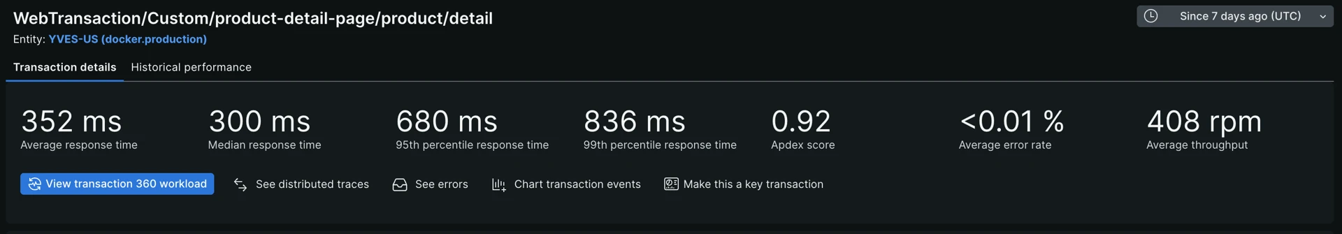Transaction statistics - high-level performance indicators