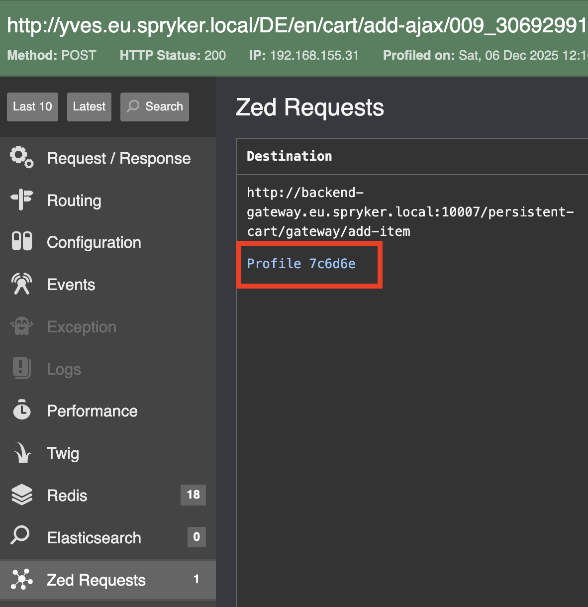 Gateway profile link in Zed Requests