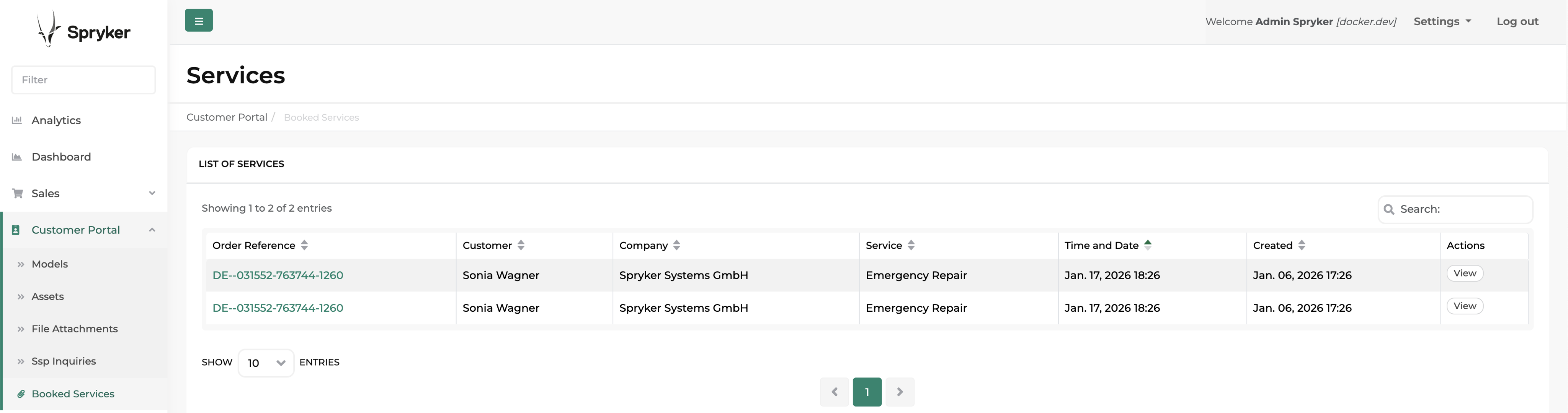 Back Office booked services