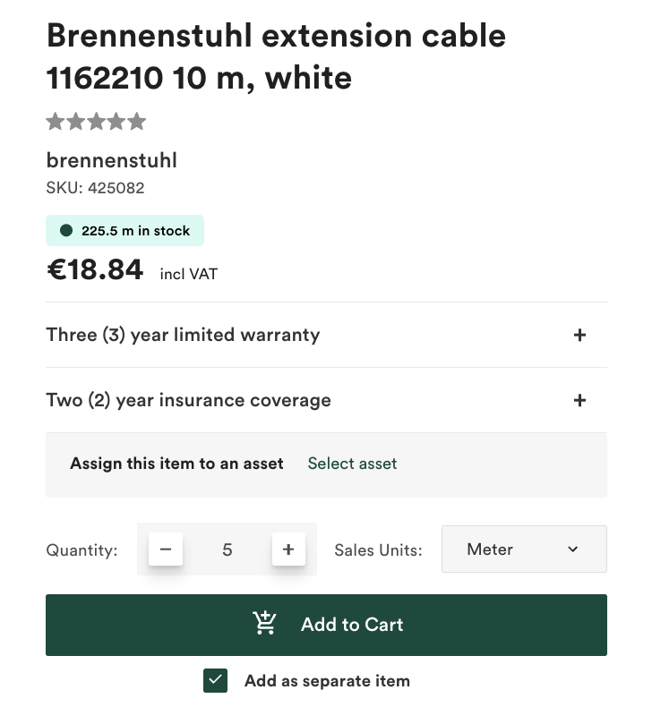 Product with measurement unit