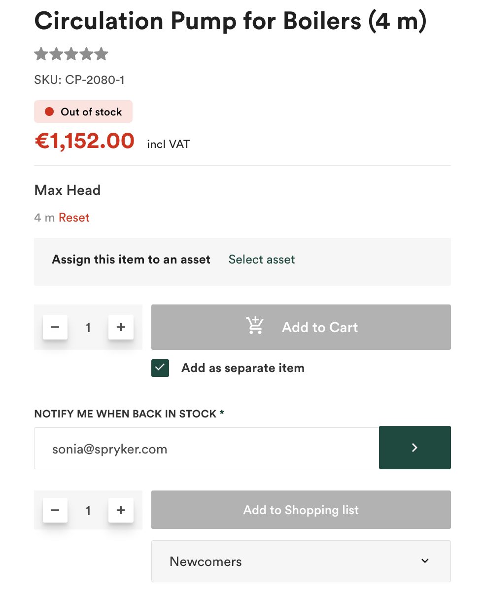 Product showing out of stock