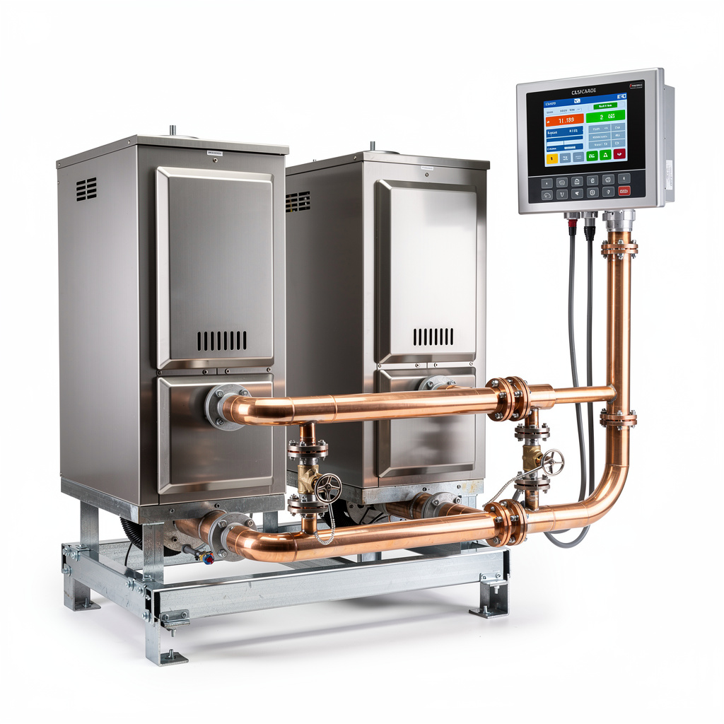 Modular Cascade Hot Water Boiler System 2x120kW rear view