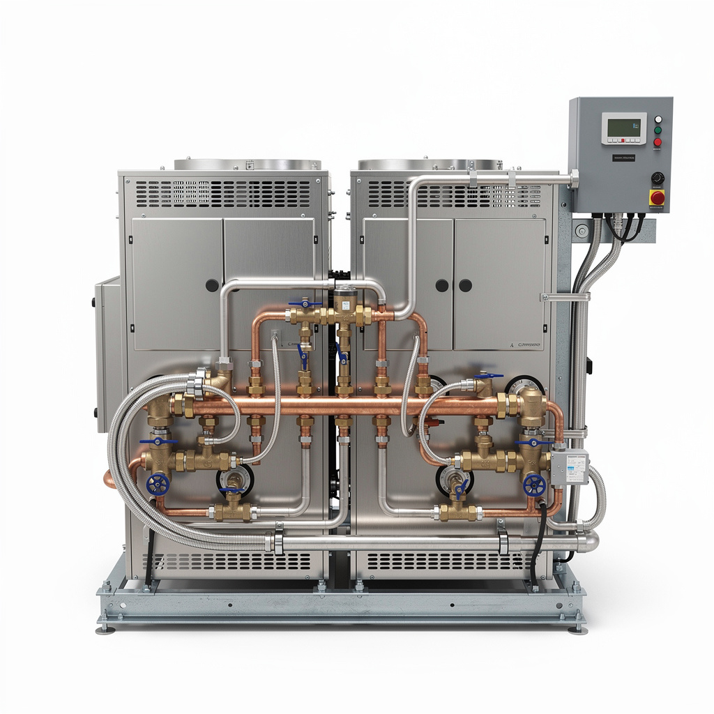 Modular Cascade Hot Water Boiler System 2x120kW side view